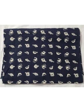 Jack Spade Nautical Marine Life Print Scarf Navy Cotton Coastal Preppy Wrap EUC